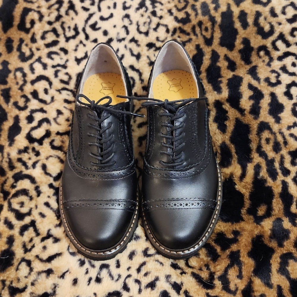 Classic Black Leather Women's Brogues